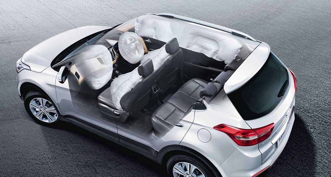 Side top view of white Creta with transparent doors and sunroof to show the interior